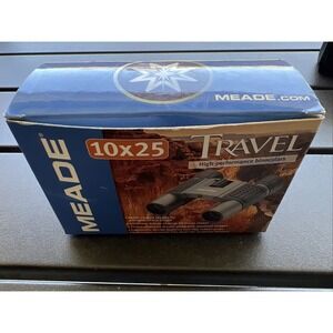Meade Travel 10x25 Compact Binoculars High Performance Coated Lenses Case Box